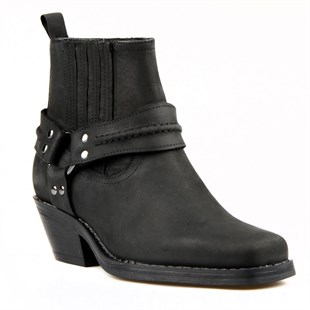 Kadın Siyah Western Küt Burun Bot