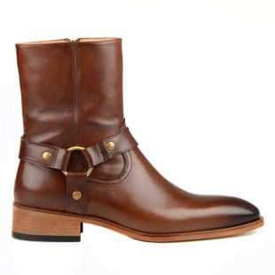 Brown Leather Chelsea Men Boots