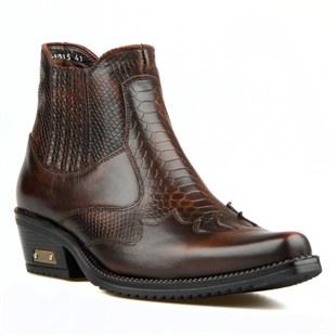 Brown Mens Cowboy Ankle Boots