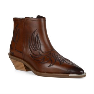 Brown Womens Cowboy Ankle Boots Biasca