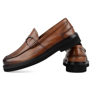 Brown Men Loafer Leather Shoes