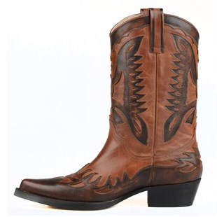 Brown Genuine Leather Mens Cowboy Boots
