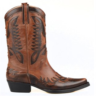 Brown Genuine Leather Mens Cowboy Boots
