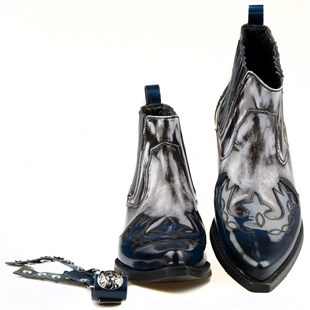FootCourt Cowboy Boots For Men Dark Blue
