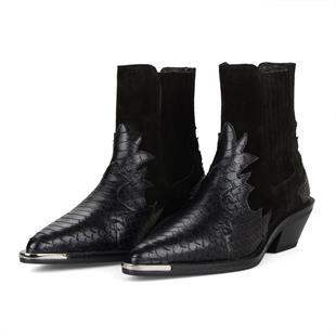 Metal Detaylı Siyah Kadın Kovboy Botu Kobe