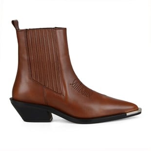 Brown Western Cowboy Boots with Metal Decoration New Season
