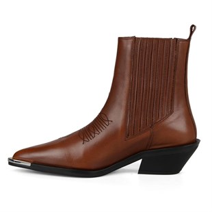 Brown Western Cowboy Boots with Metal Decoration New Season