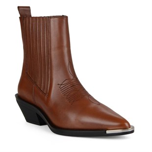 Brown Western Cowboy Boots with Metal Decoration New Season
