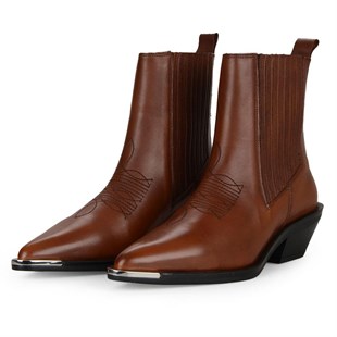 Brown Western Cowboy Boots with Metal Decoration New Season