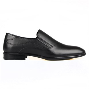 Black Leather Slip On Mens Shoes