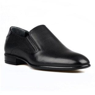 Black Leather Slip On Mens Shoes
