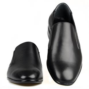 Black Leather Slip On Mens Shoes