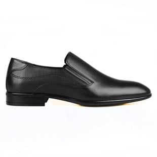 Black Leather Slip On Mens Shoes