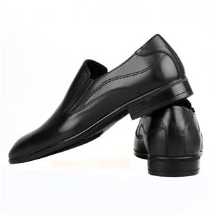 Black Leather Slip On Mens Shoes