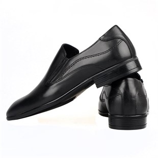 Black Leather Slip On Mens Shoes