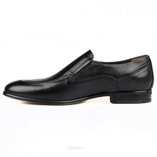 Black Leather Slip On Mens Classic Shoes