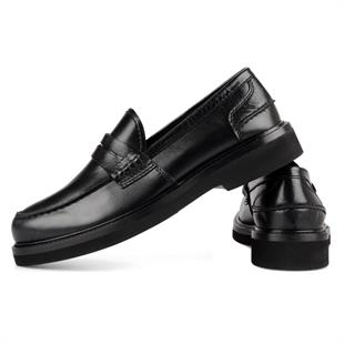Siyah Bantlı Erkek Deri Loafer Ayakkabı