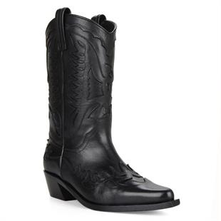 Siyah Bayan Kovboy Çizmesi (Buz)