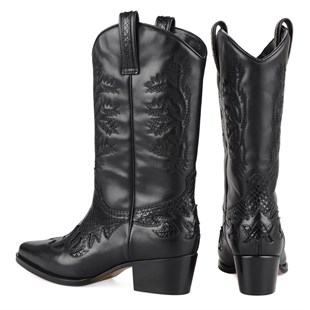 FootCourt Cowboy Boots Black