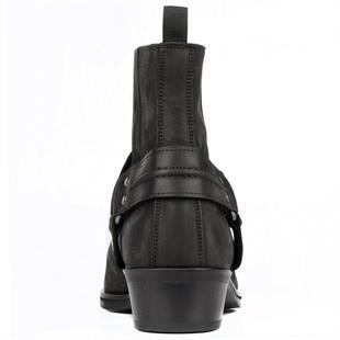 Siyah Büyük Boy Küt Burun Kovboy Botu