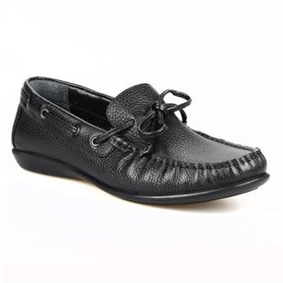 Black Leather Shoes for Women Flats Loafers