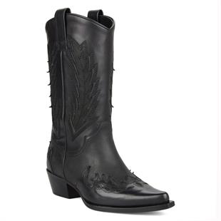 Siyah Deri Kadın Kovboy Çizmesi (Kızıl)