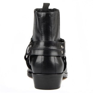 Black Leather Biker Boots Black
