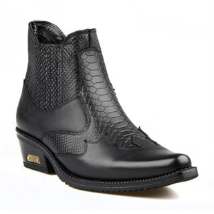 FootCourt Mens Cowboy Boots Black