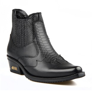 FootCourt Mens Cowboy Boots Black