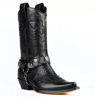 Siyah Erkek Western Kovboy Çizmesi