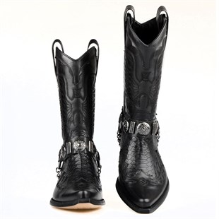 Siyah Erkek Western Kovboy Çizmesi