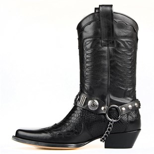 Siyah Erkek Western Kovboy Çizmesi