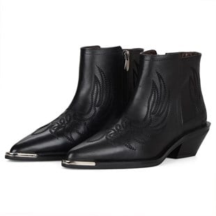  Black Womens Cowboy Ankle Boots Biasca