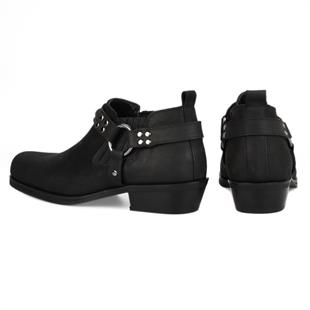 Black Leather Biker Shoes