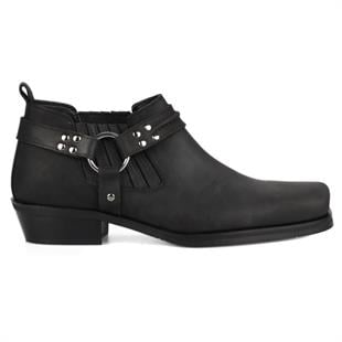 Black Leather Biker Shoes