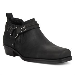 Black Leather Biker Shoes