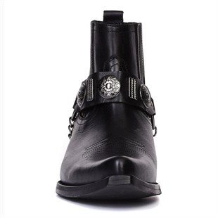 Siyah Western Büyük Boy Kovboy Botu Deri