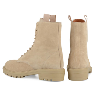 Süet Bej Deri Kadın Asker Botu