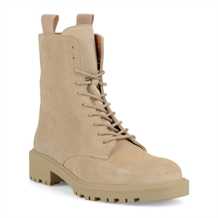 Süet Bej Deri Kadın Asker Botu