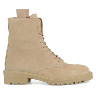 Süet Bej Deri Kadın Asker Botu