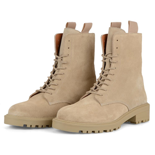 Süet Bej Deri Kadın Asker Botu