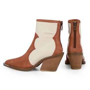 Süet Taba Canvas Kumaş Detaylı Kadın Kovboy Bot