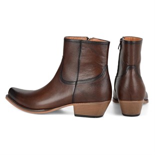 Tan Leather Mens Cowboy Ankle Boots