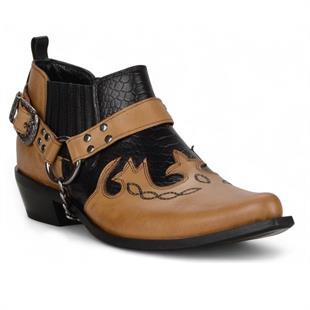 FootCourt Cowboy Shoes Tan Leather