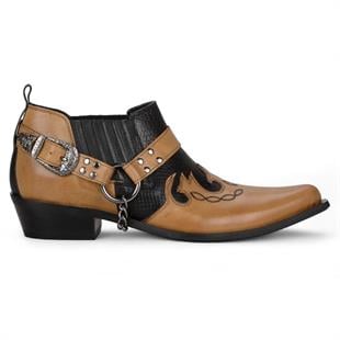 FootCourt Cowboy Shoes Tan Leather