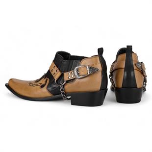 FootCourt Cowboy Shoes Tan Leather