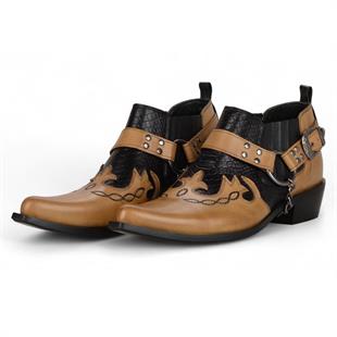 FootCourt Cowboy Shoes Tan Leather