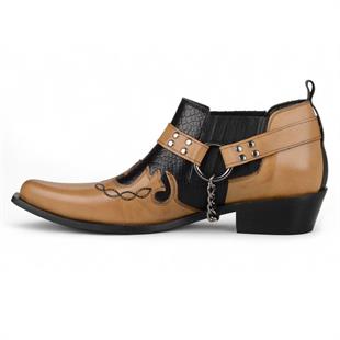 FootCourt Cowboy Shoes Tan Leather