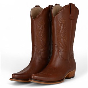 Tan Vintage Leather Mens Cowboy Boots