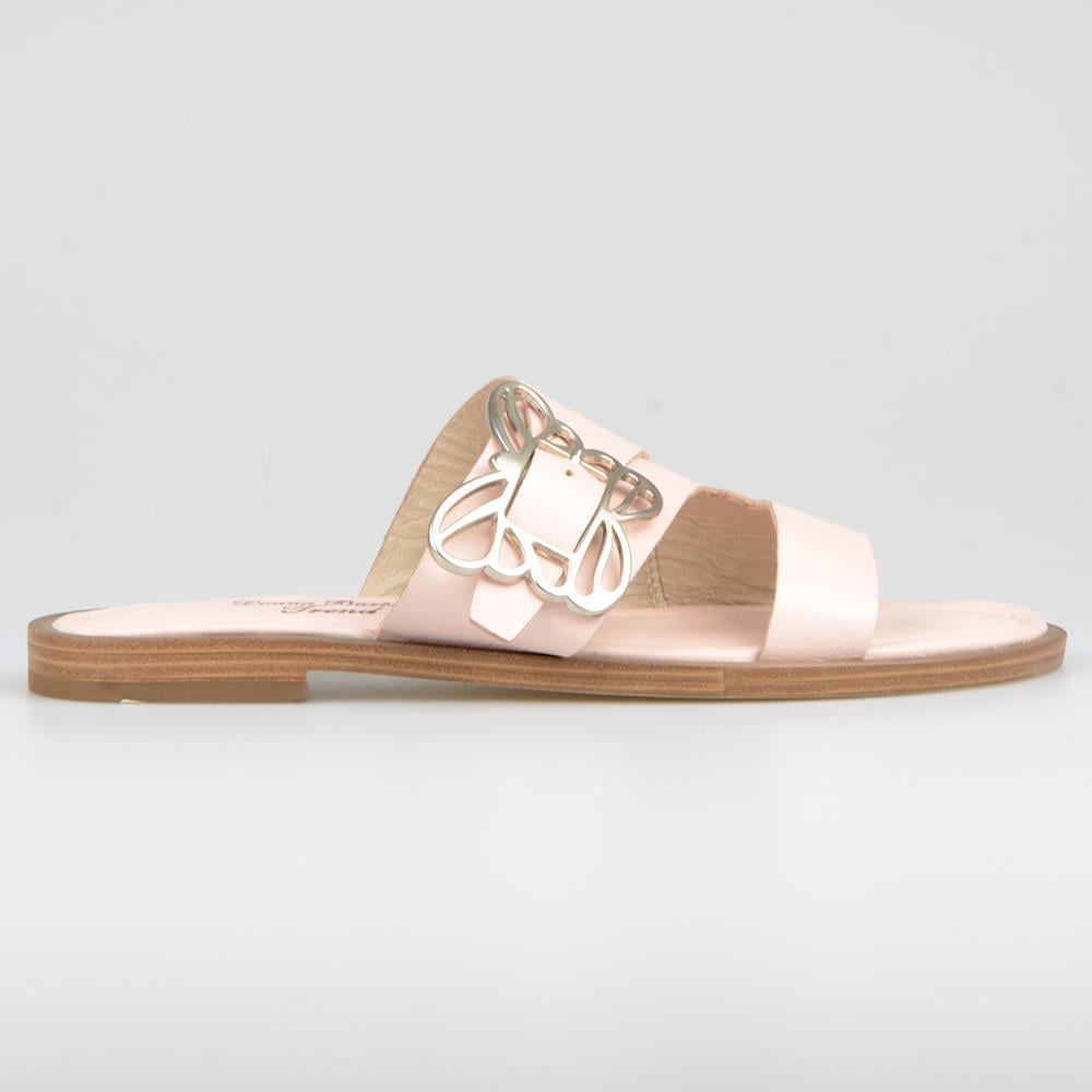 Light Pink Leather Women Slippers For Summer Pink